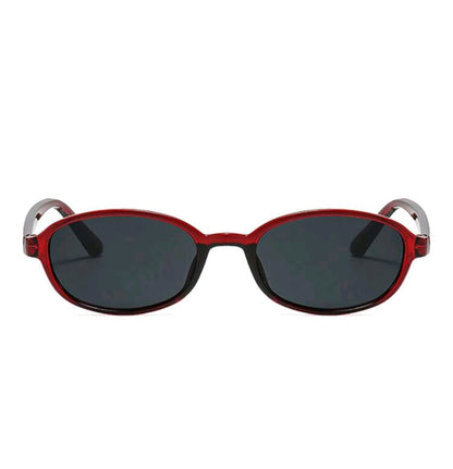 Red Oval Narrow Sunglasses for Women
