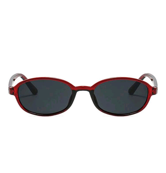 Red Oval Narrow Sunglasses for Women