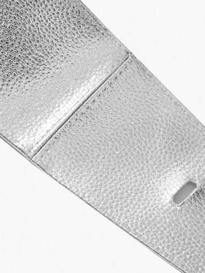 Silver Metallic Bow Tie Waist Belt for Women