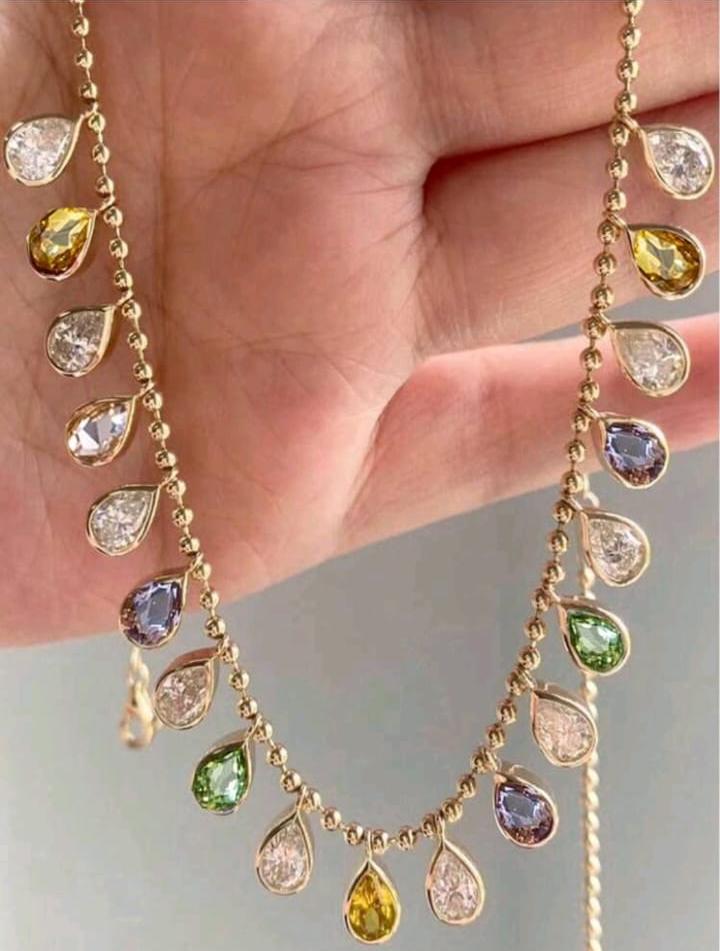 SHEIN Fast Delivery Gold Tone Multicolor Teardrop Necklace