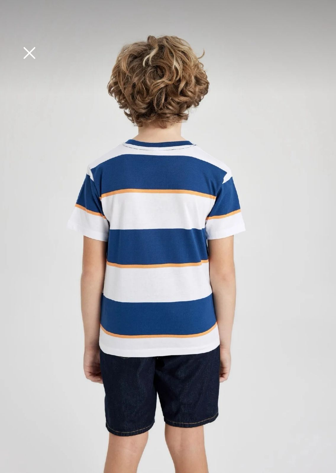 Defacto Boys Blue White Striped T-Shirt 11-12Y
