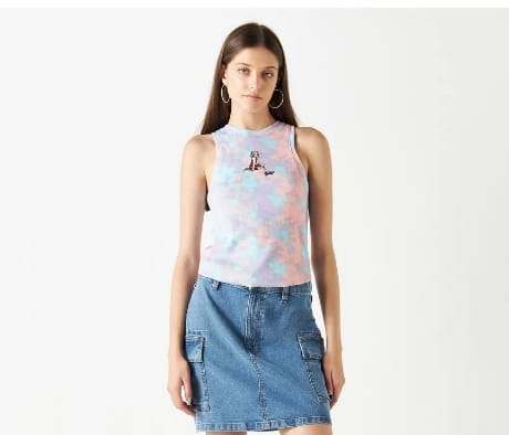 Women’s Splash Pastel Tie Dye Embroidered Tank Top – Sleeveless Casual T-Shirt