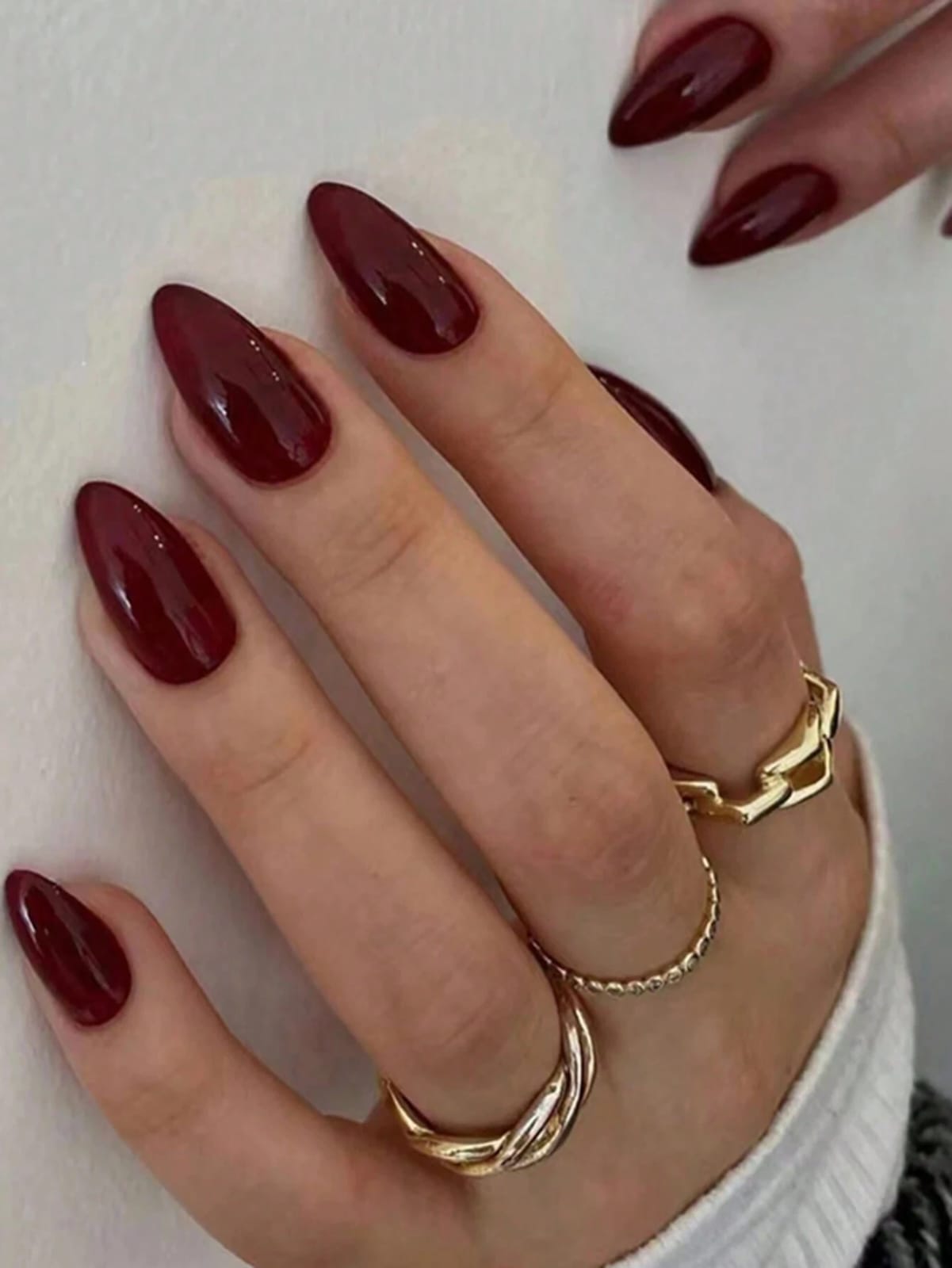 Burgundy Glossy Almond Press On Nails – SHEIN Fast Delivery in 5 Days