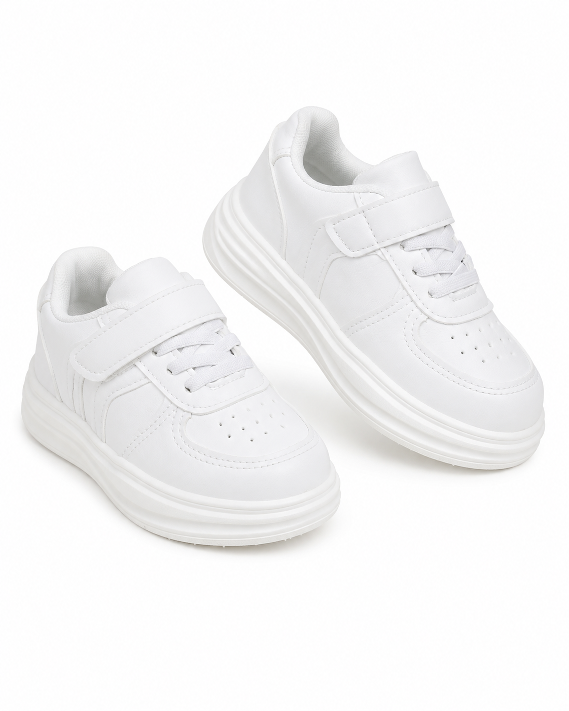 SHEIN Kids White Platform Hook-and-Loop Sneakers