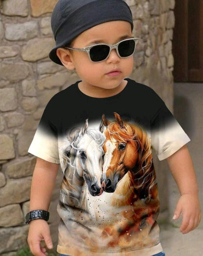 Kids Horse Print Short Sleeve T-Shirt