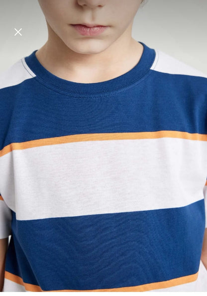 Defacto Boys Blue White Striped T-Shirt 11-12Y