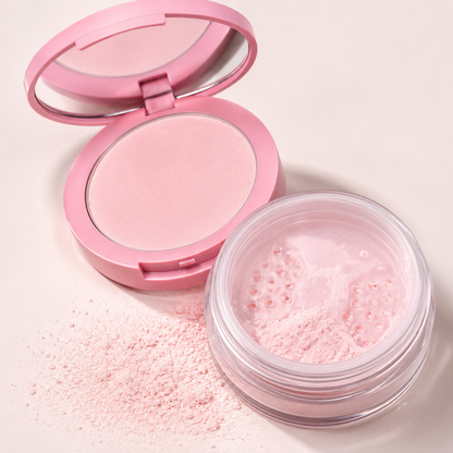 SHEGLAM 2-in-1 Face & Under Eye Setting Powder – Bubblegum, Soft Pink Blurring Makeup Powder