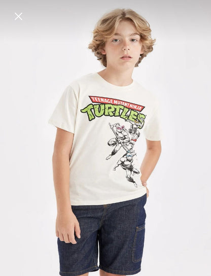 Defacto Boys White Ninja Turtles Graphic T-Shirt