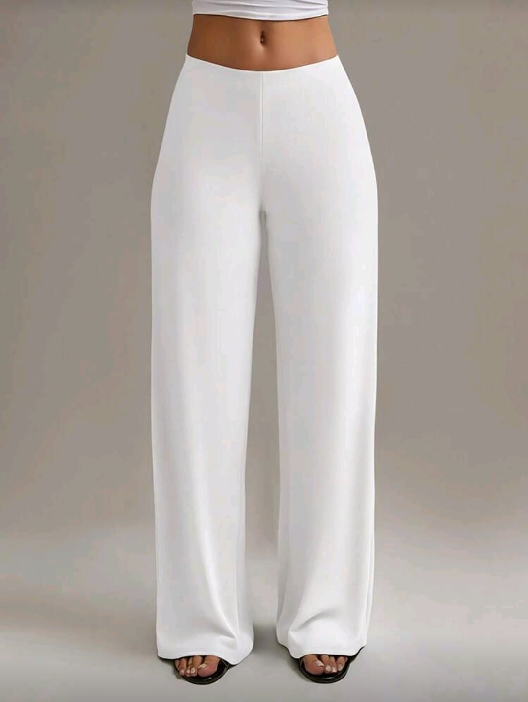 Women White Wide Leg Pants â€“ High Waist Loose Fit Elegant Trousers