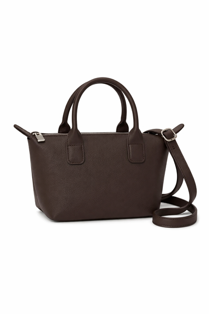 Dark Brown &black Mini Top Handle Crossbody Bag – Women’s Structured Everyday Handbag with Adjustable Strap