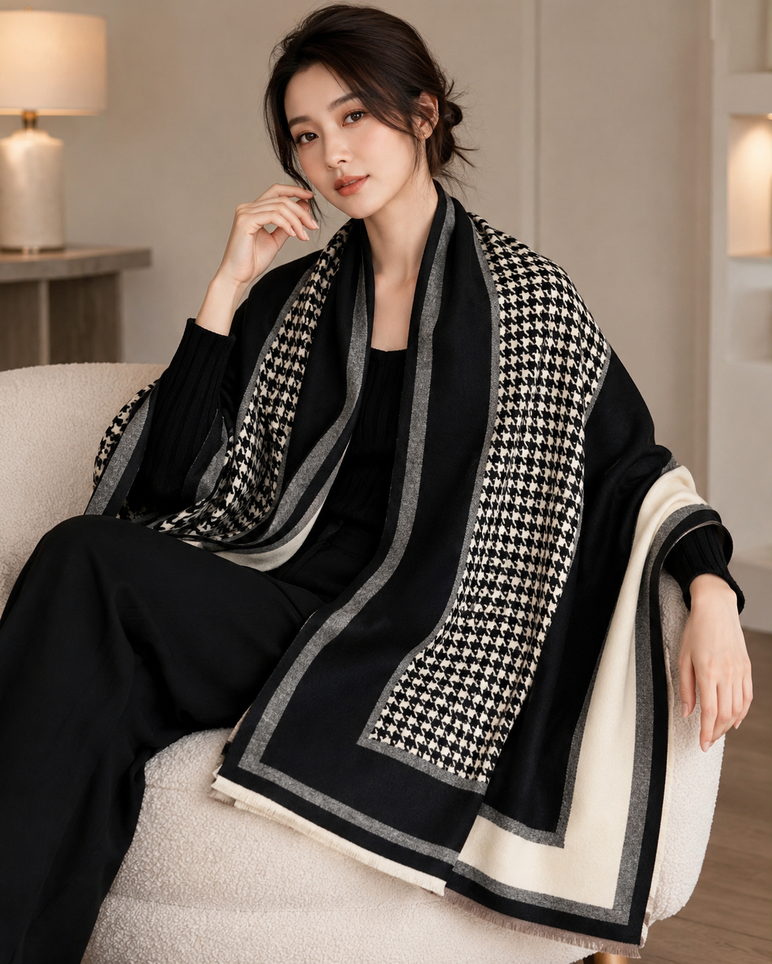 SHEIN Style Women Printed Winter Shawl Scarf