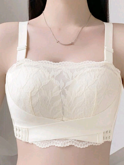 Women’s White Lace Bralette Top – Adjustable Strap Corset Style Crop Top