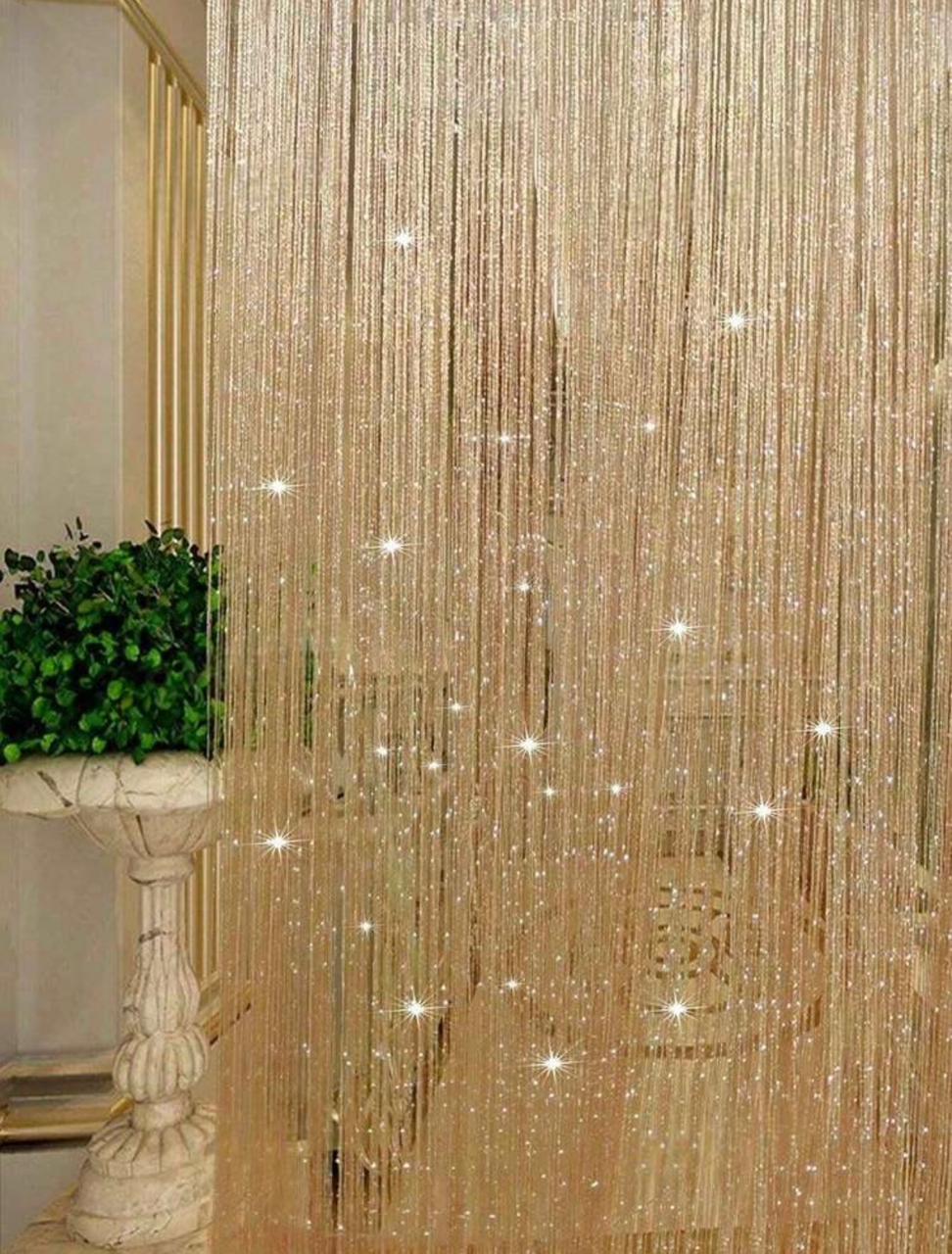 SHEIN Fast Delivery Gold Sparkling String Curtain