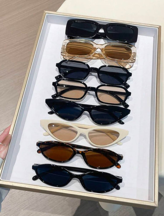 Women’s Sunglasses Collection – Mixed Retro Cat Eye & Rectangle Frames – Trendy Fashion Eyewear Set