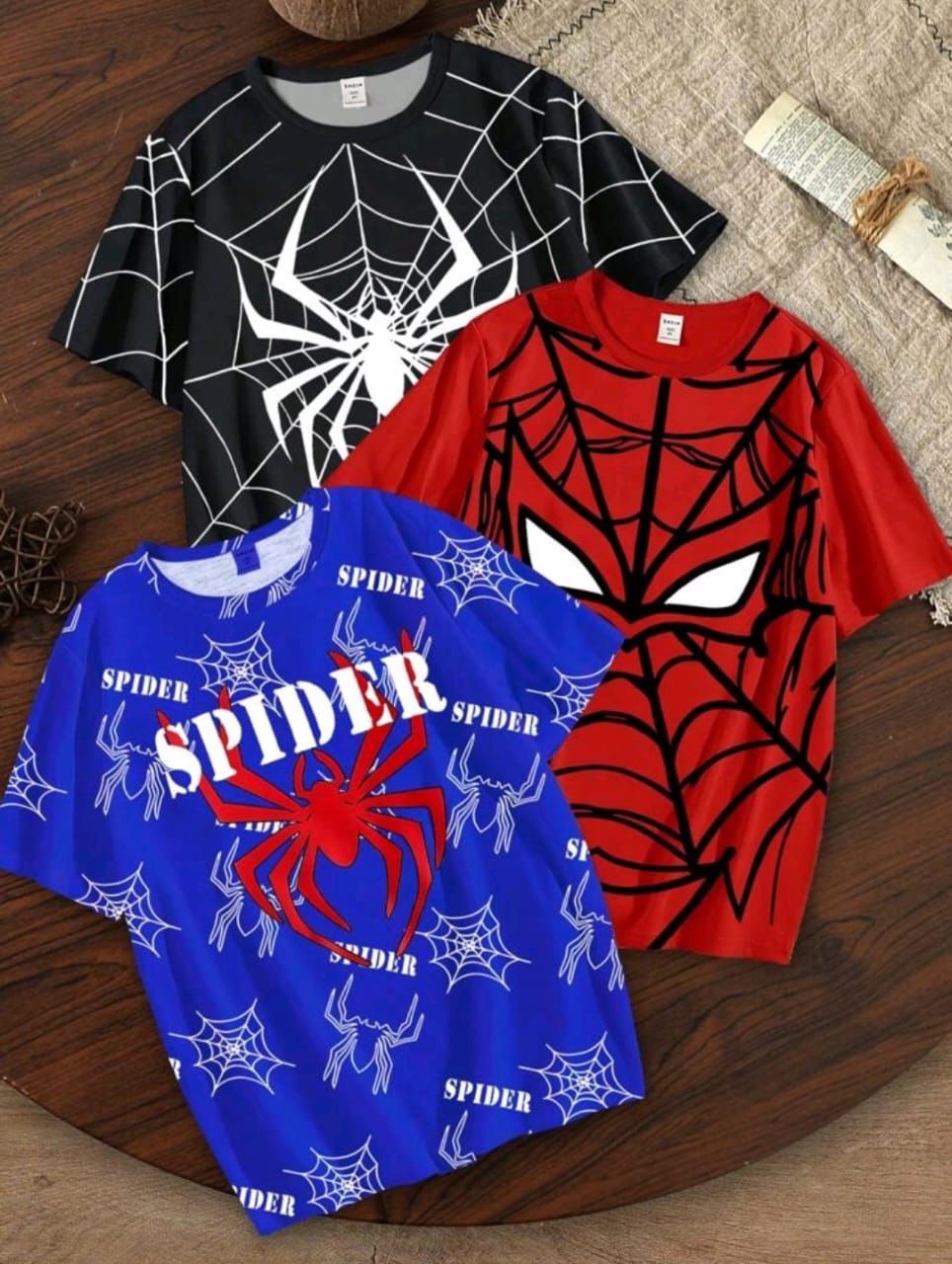 Kids Red Spider Web Graphic Short Sleeve T-Shirt
