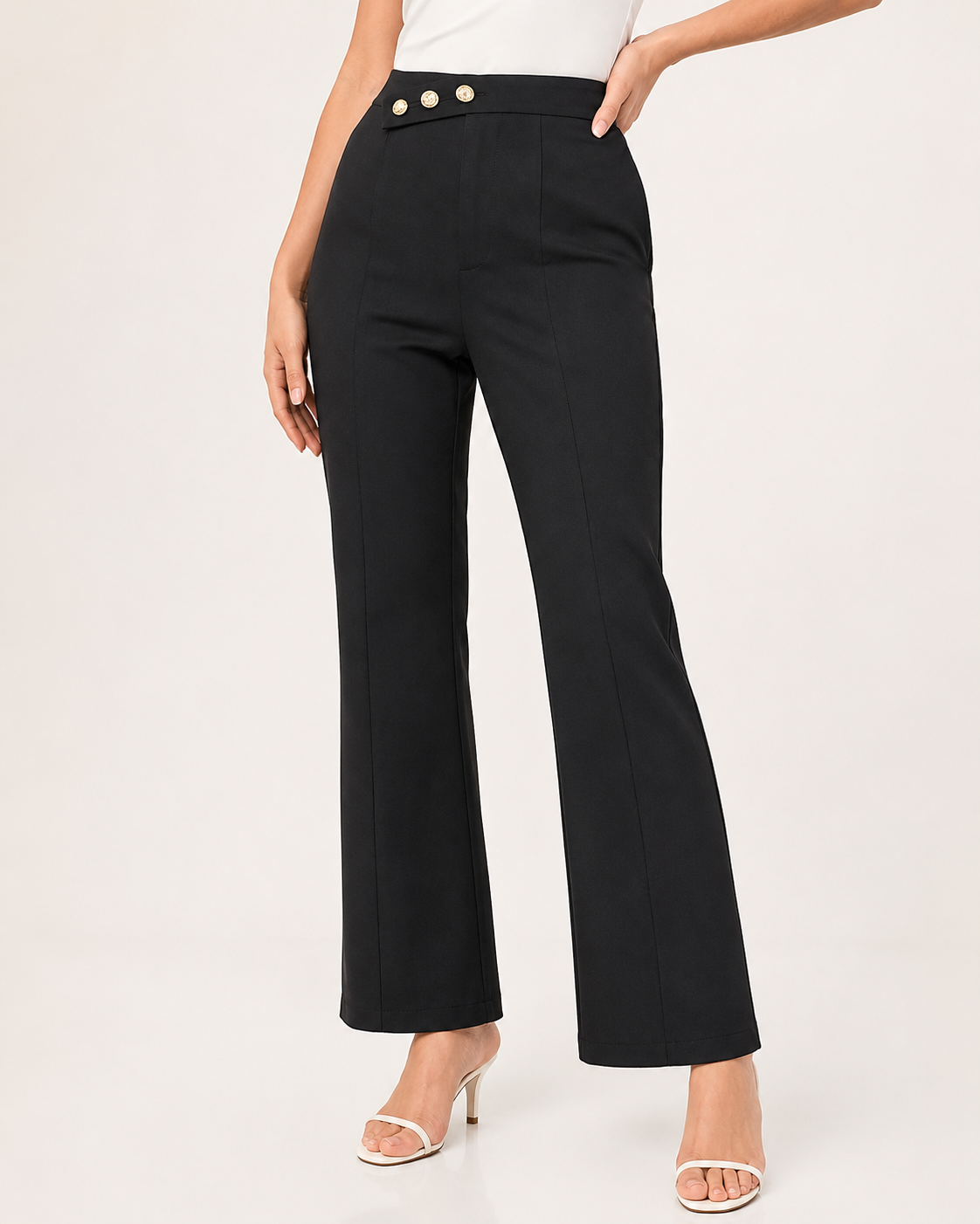 Modelyn Black Tailored High-Waist Trousers for Women