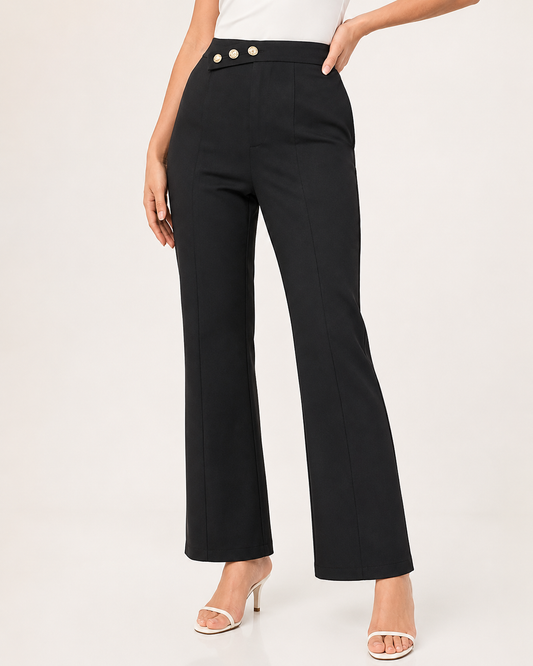 Modelyn Black Tailored High-Waist Trousers for Women
