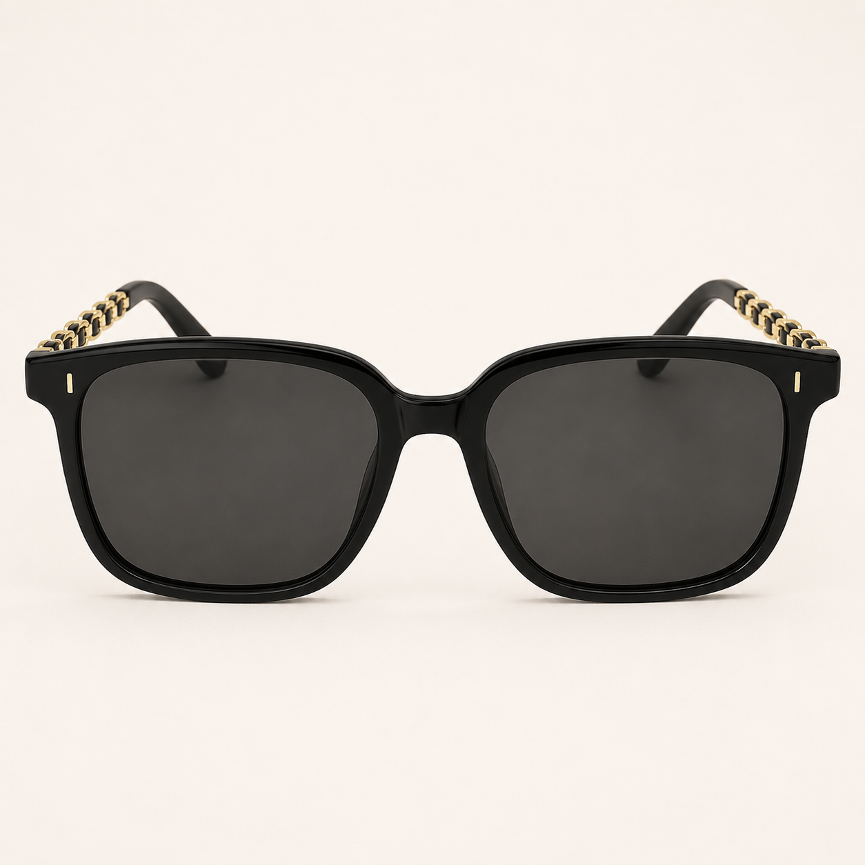 SHEIN Black Square Sunglasses with Chain Temples – Fast Delivery in 5 Days