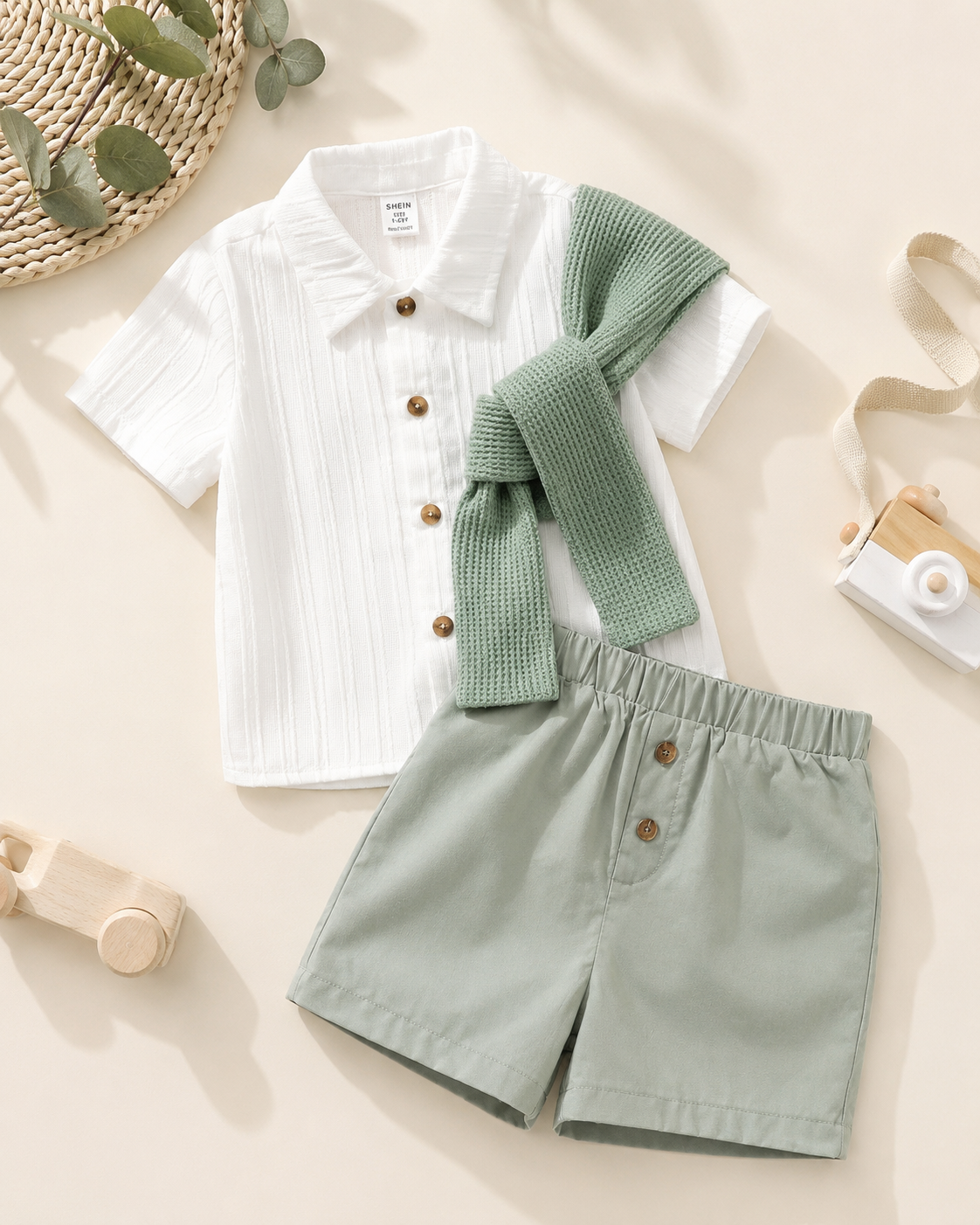 Boys White Shirt and Green Shorts Set – SHEIN Fast Delivery in 5 Days