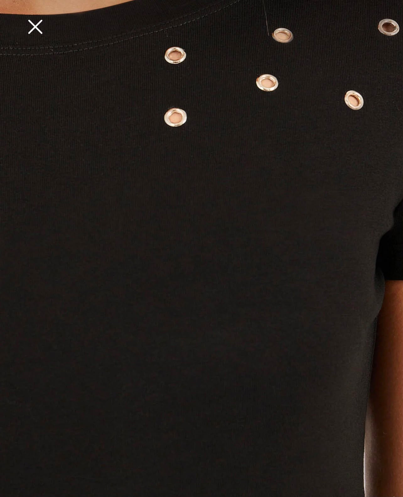 SHEIN Fast Delivery in 5 Days Black Eyelet Detail Fitted T-Shirt