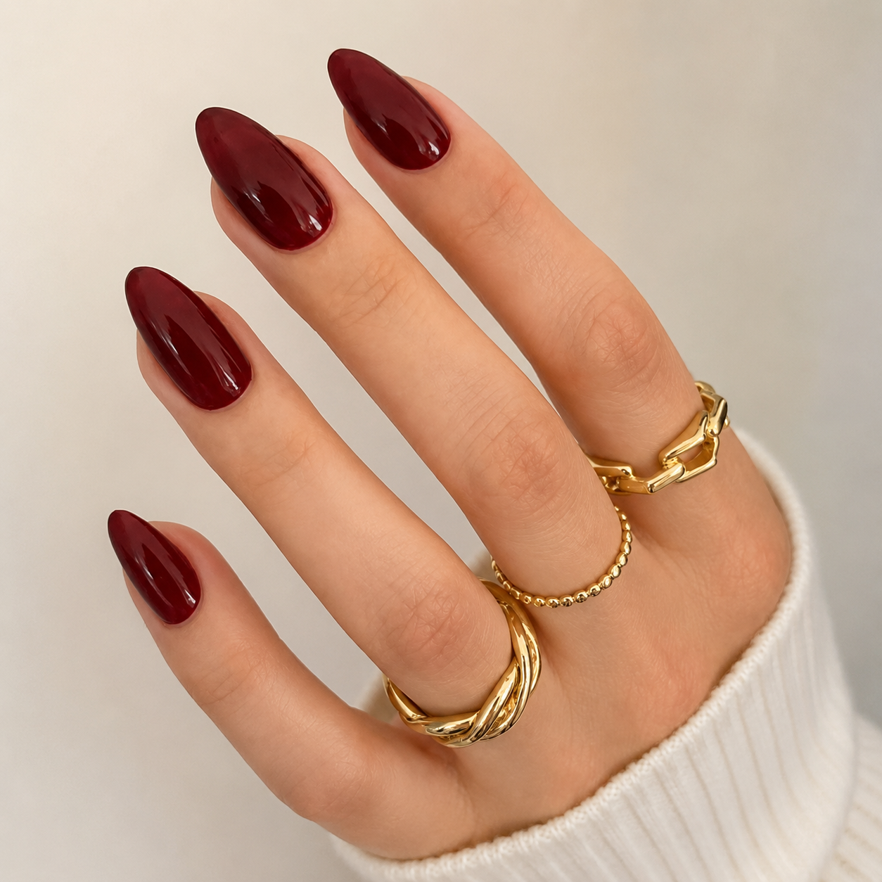 Burgundy Glossy Almond Press On Nails – SHEIN Fast Delivery in 5 Days