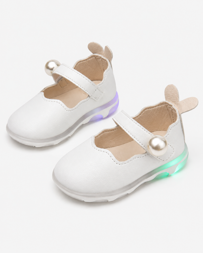 SHEIN Baby Girls’ White Pearl Mary Jane Shoes – LED Light Soft Sole Toddler Shoes, SHEIN Fast Delivery in 5 Days