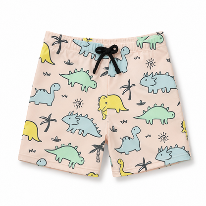 Kids Pink Dinosaur Print Swim Shorts