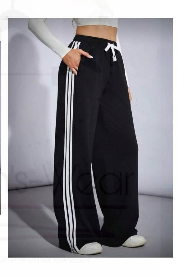 Women’s Wide Leg Track Pants – High Waist Casual Side Stripe Sweatpants