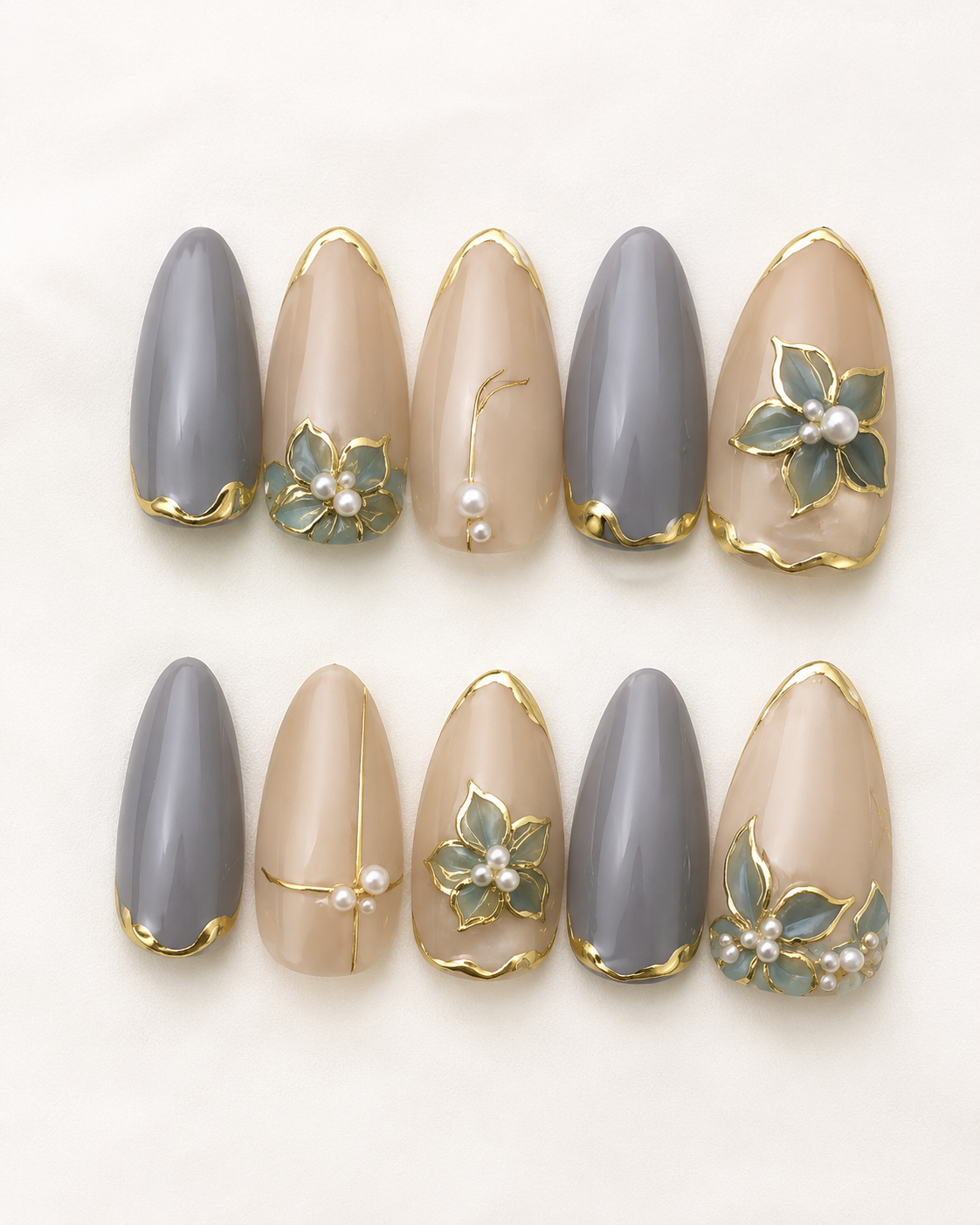 Luxury 3D Floral Press-On Nails Set