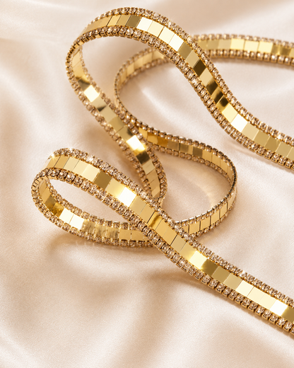 SHEIN Fast Delivery Gold Mirror Bracelet Set with Rhinestone Detail