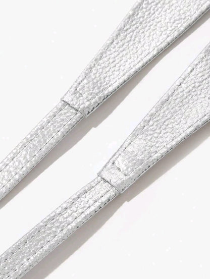 Silver Metallic Bow Tie Waist Belt for Women