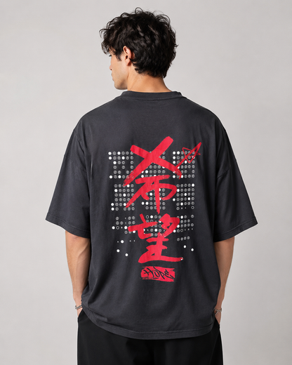 Men’s Black Minimal Symbol Cotton T-Shirt, Oversized Short Sleeve Casual Top