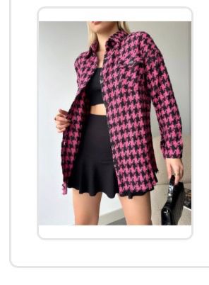 Women’s Houndstooth Longline Cardigan Jacket – Pink and Black Knit Open Front Layering Piece