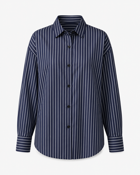 Navy Striped Oversized Shirt – SHEIN Fast Delivery in 5 Days