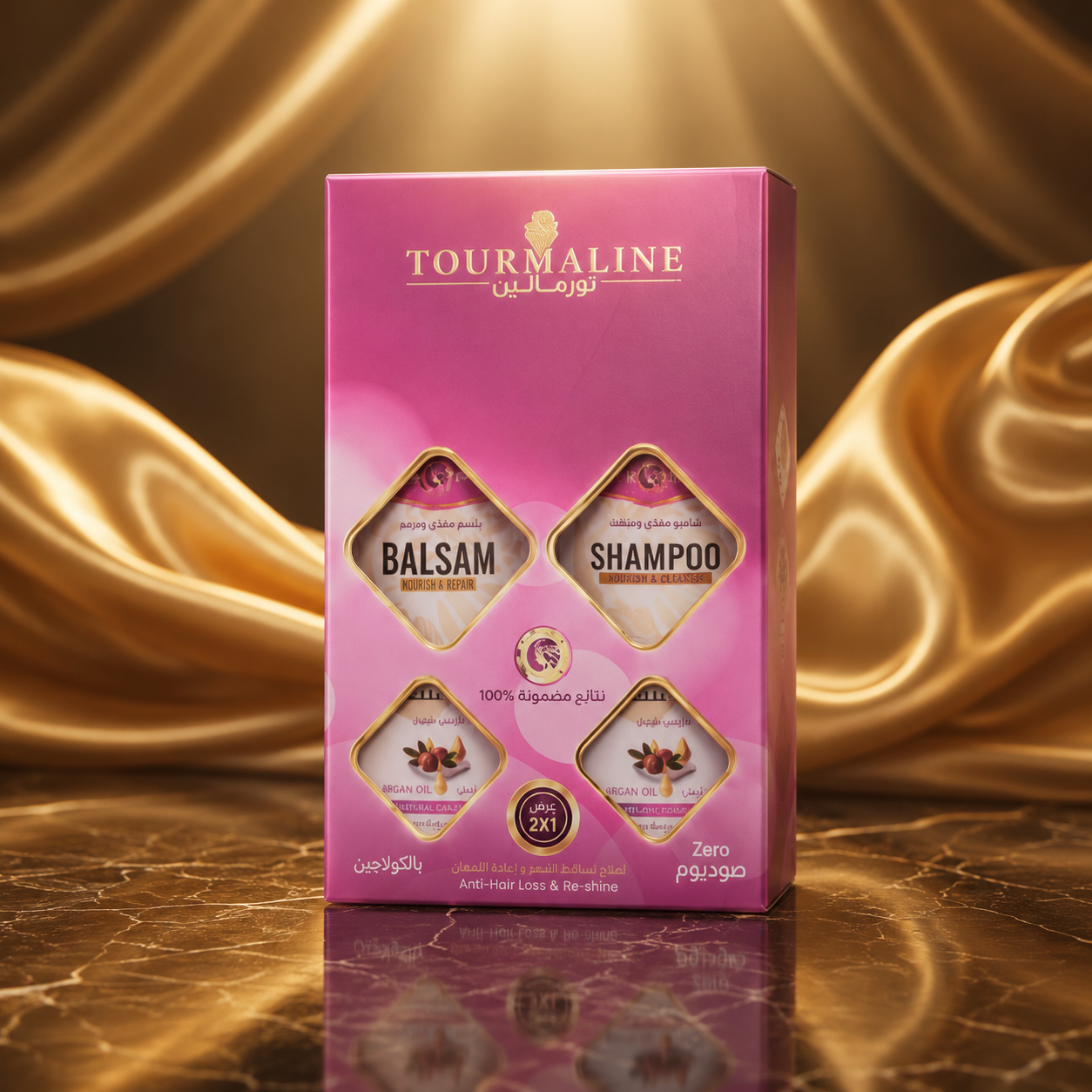 Tourmaline Hair Care Set Shampoo & Balsam – 2x1 Anti-Hair Loss & Re-Shine Set