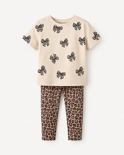 Girls Leopard Bow Top and Leggings Set – SHEIN Fast Delivery in 5 Days