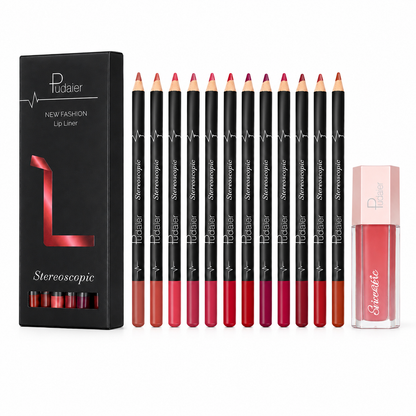 Pudaier 13pcs Lip Liner & Lip Gloss Set – Multi Shade Lip Makeup Kit, SHEIN Fast Delivery in 5 Days