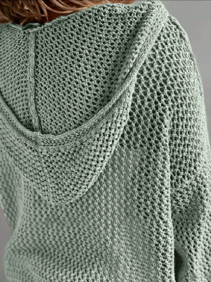 Mint Green Open Knit Crochet Sweater Top for Women