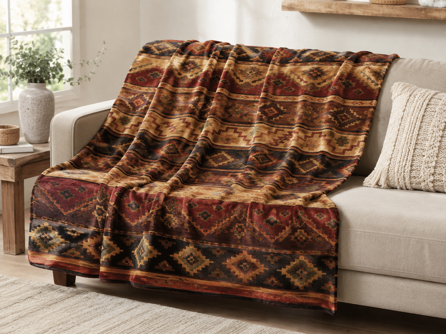 Brown Bohemian Pattern Throw Blanket