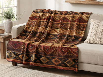 Brown Bohemian Pattern Throw Blanket