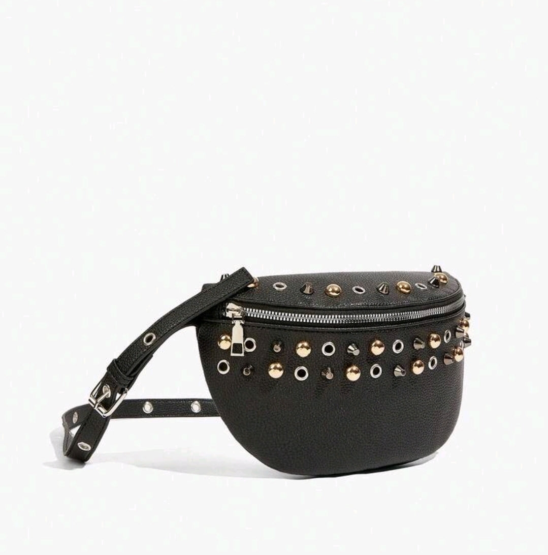 SHEIN Fast Delivery Women’s Black Studded Waist Bag