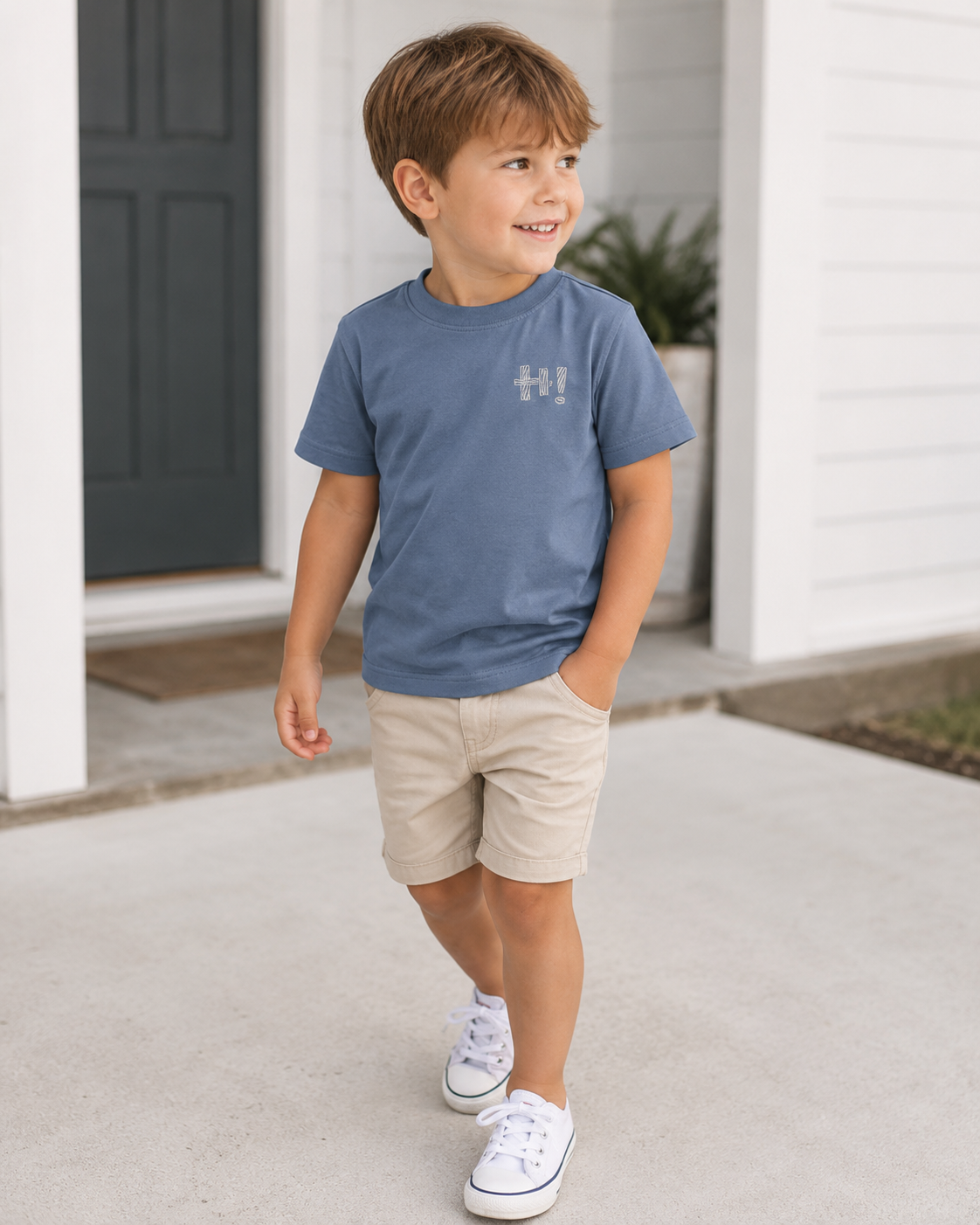 Men Mock Neck Short Sleeve Active Top – Dusty Blue Stretch Casual Tee – Soft Lightweight Everyday Wear