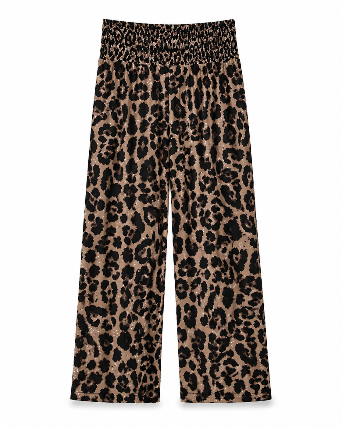 Women’s Leopard Print Wide Leg Pants – Crepe Style Relaxed Palazzo Pants