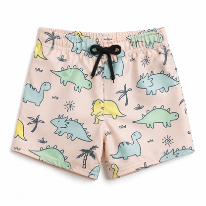 Kids Pink Dinosaur Print Swim Shorts