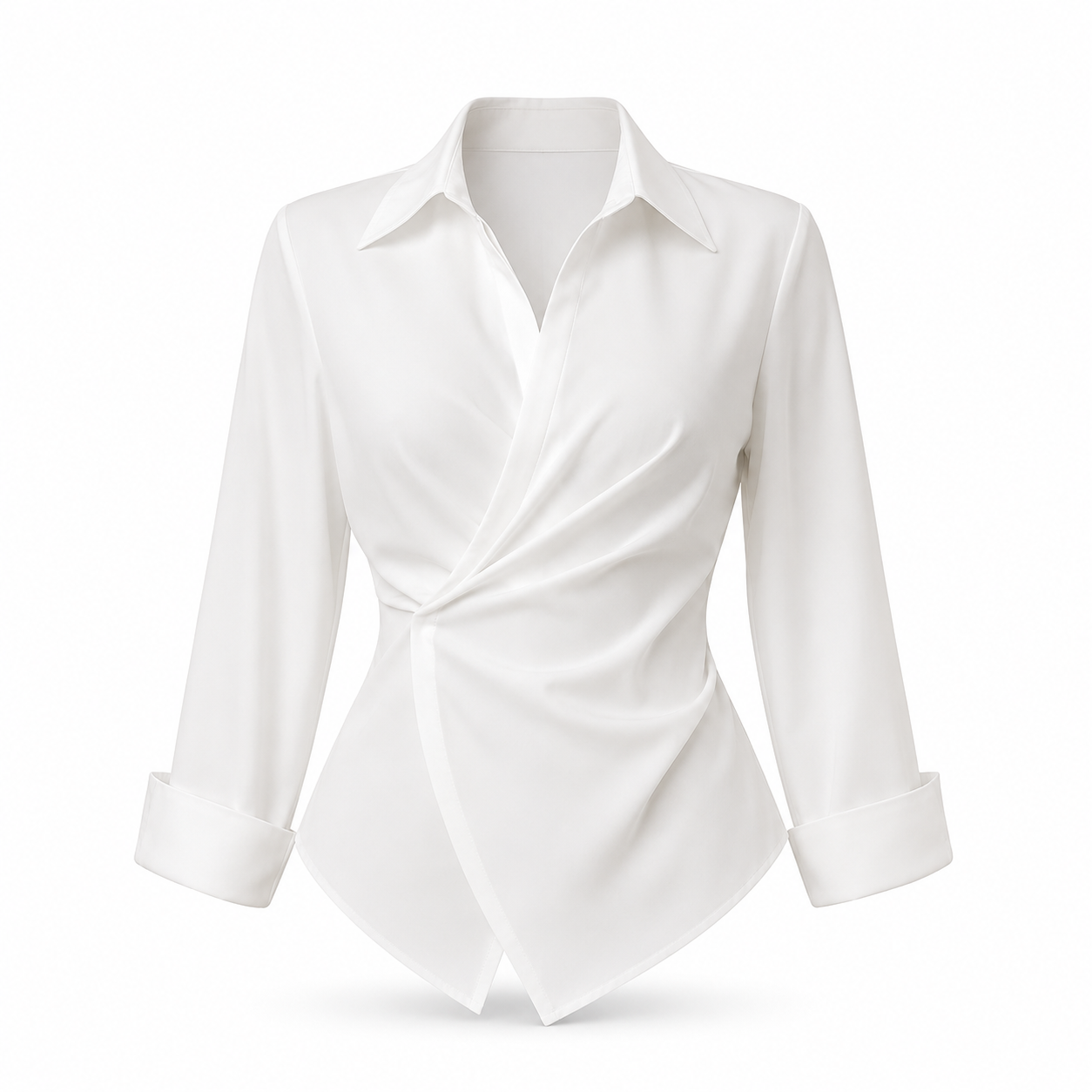 White Asymmetrical Wrap Collar Blouse – SHEIN Fast Delivery in 5 Days