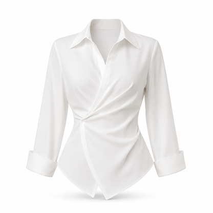 White Asymmetrical Wrap Collar Blouse – SHEIN Fast Delivery in 5 Days