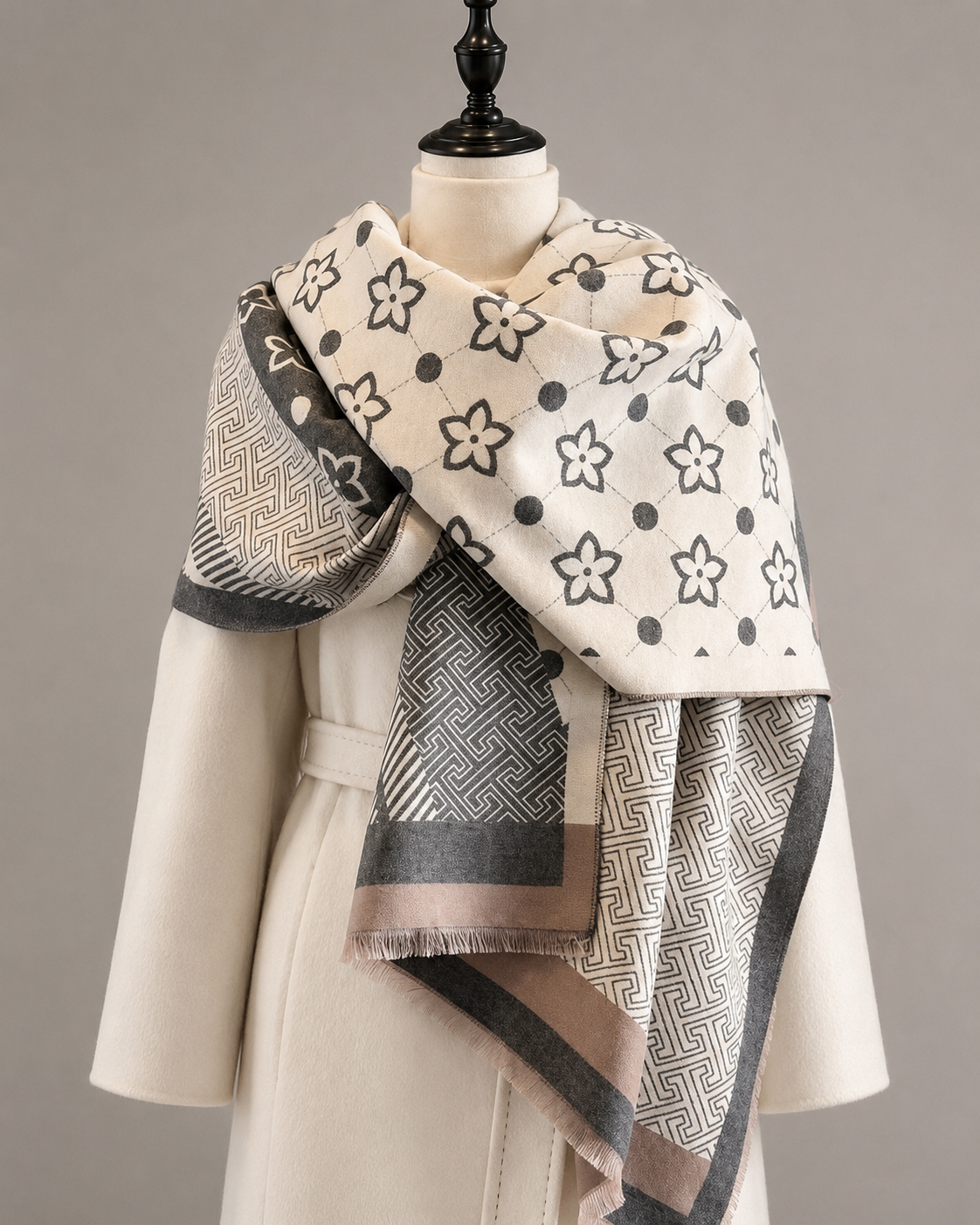SHEIN Style Women Printed Winter Shawl Scarf