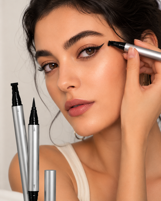 SHEGLAM Dual-Ended Wing Stamp Eyeliner, Black Liquid Eyeliner Pen for Easy Cat Eye Makeup