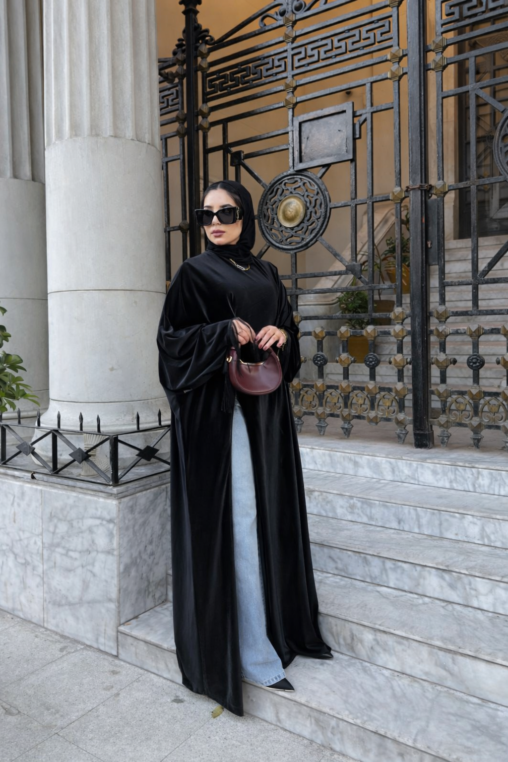 Luxury Black Satin Open Front Abaya Cardigan for Women – Elegant Modest Kimono