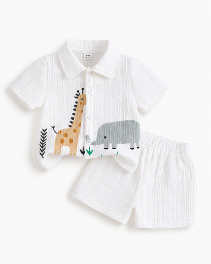 Baby Boys Animal Print Shirt and Shorts Set – SHEIN Fast Delivery in 5 Days